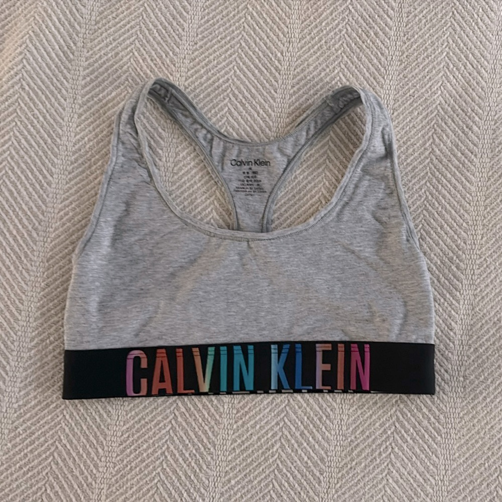 Calvin Klein Gray Power Pride Unlined Sports Bra